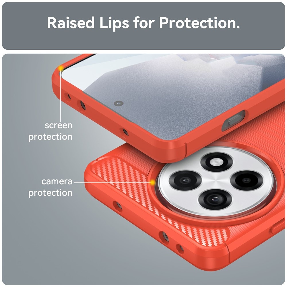 Carbon odolný gélový obal na OnePlus 13R 5G - červený