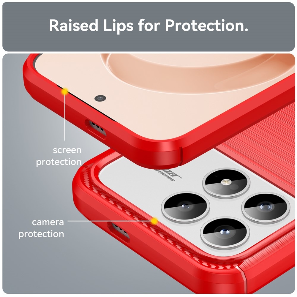 Carbon odolný gélový obal na Xiaomi Poco F8 Pro 5G - červený