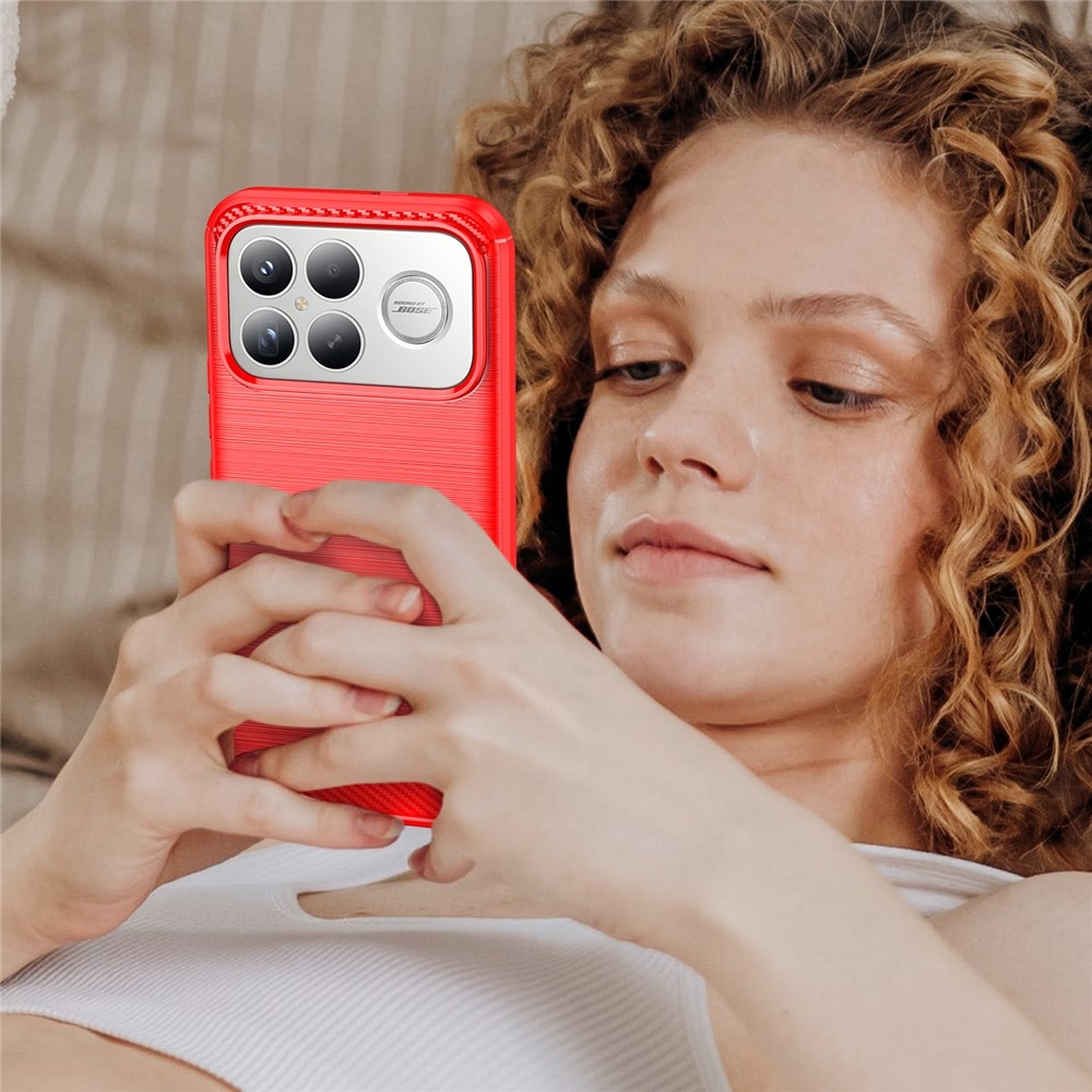 Carbon odolný gélový obal na Xiaomi Poco F8 Ultra 5G - červený