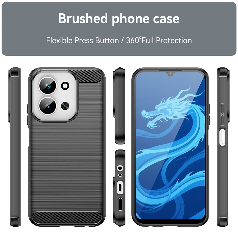 Carbon odolný gélový obal na Xiaomi Redmi 15C 4G (171mm)/Poco C85 4G (171mm) - čierny