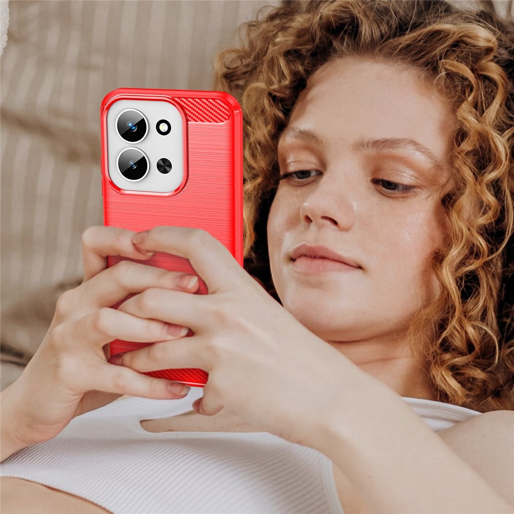 Carbon odolný gélový obal na Xiaomi Redmi 15C 4G (171mm) / Poco C85 4G (171mm) - červený