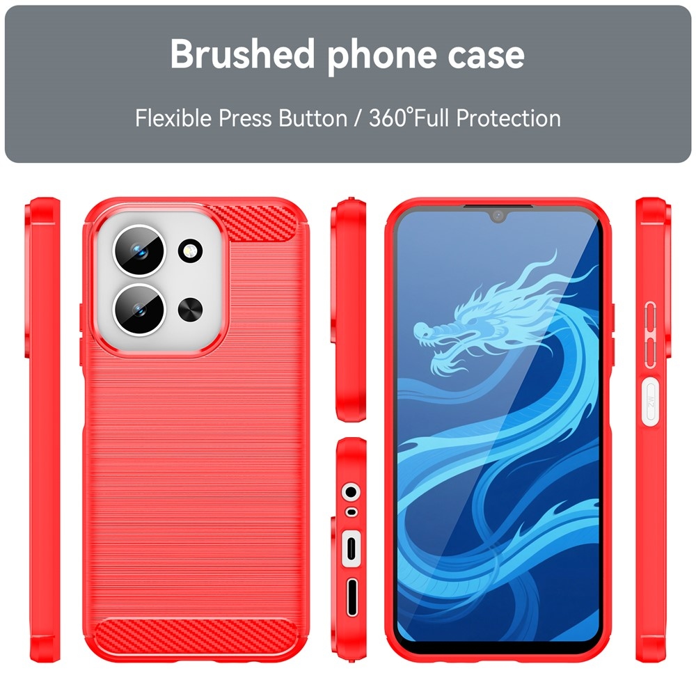 Carbon odolný gélový obal na Xiaomi Redmi 15C 4G (171mm) / Poco C85 4G (171mm) - červený