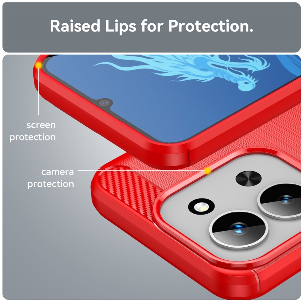 Carbon odolný gélový obal na Xiaomi Redmi 15C 4G (171mm) / Poco C85 4G (171mm) - červený