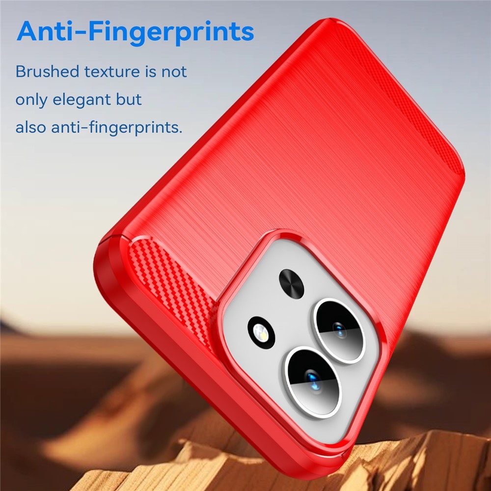 Carbon odolný gélový obal na Xiaomi Redmi 15C 4G (171mm) / Poco C85 4G (171mm) - červený