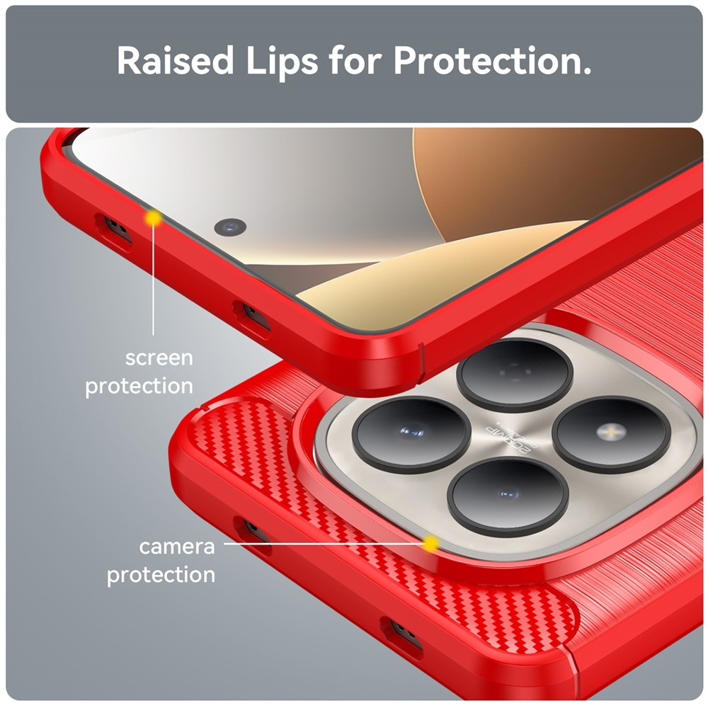 Carbon odolný gélový obal na Xiaomi Redmi Note 15 Pro 4G - červený