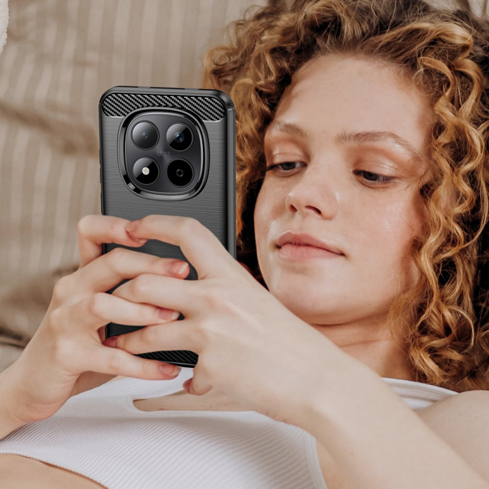 Carbon odolný gélový obal na Xiaomi Redmi Note 15 Pro 5G - čierny