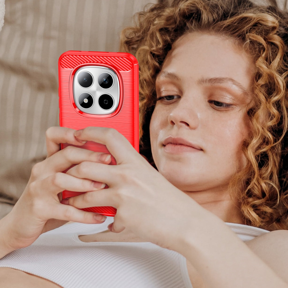 Carbon odolný gélový obal na Xiaomi Redmi Note 15 Pro 5G - červený