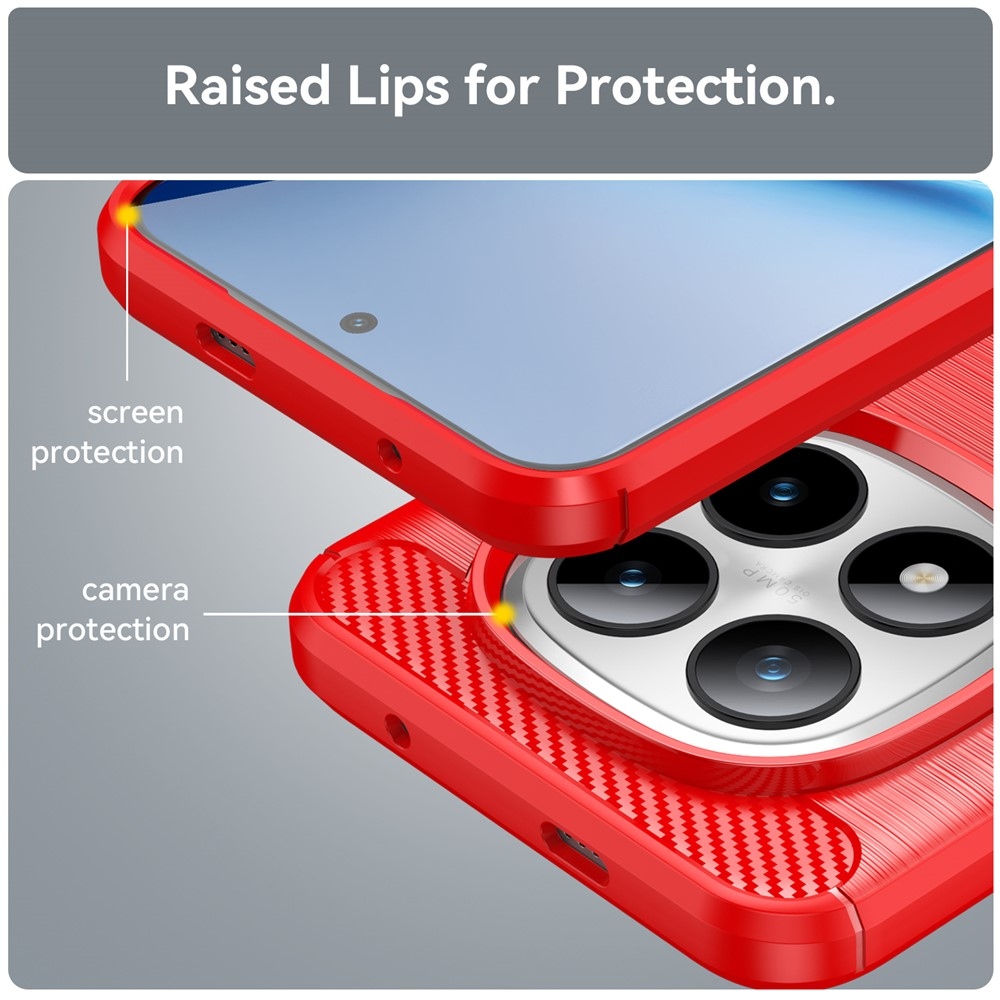 Carbon odolný gélový obal na Xiaomi Redmi Note 15 Pro+ 5G - červený