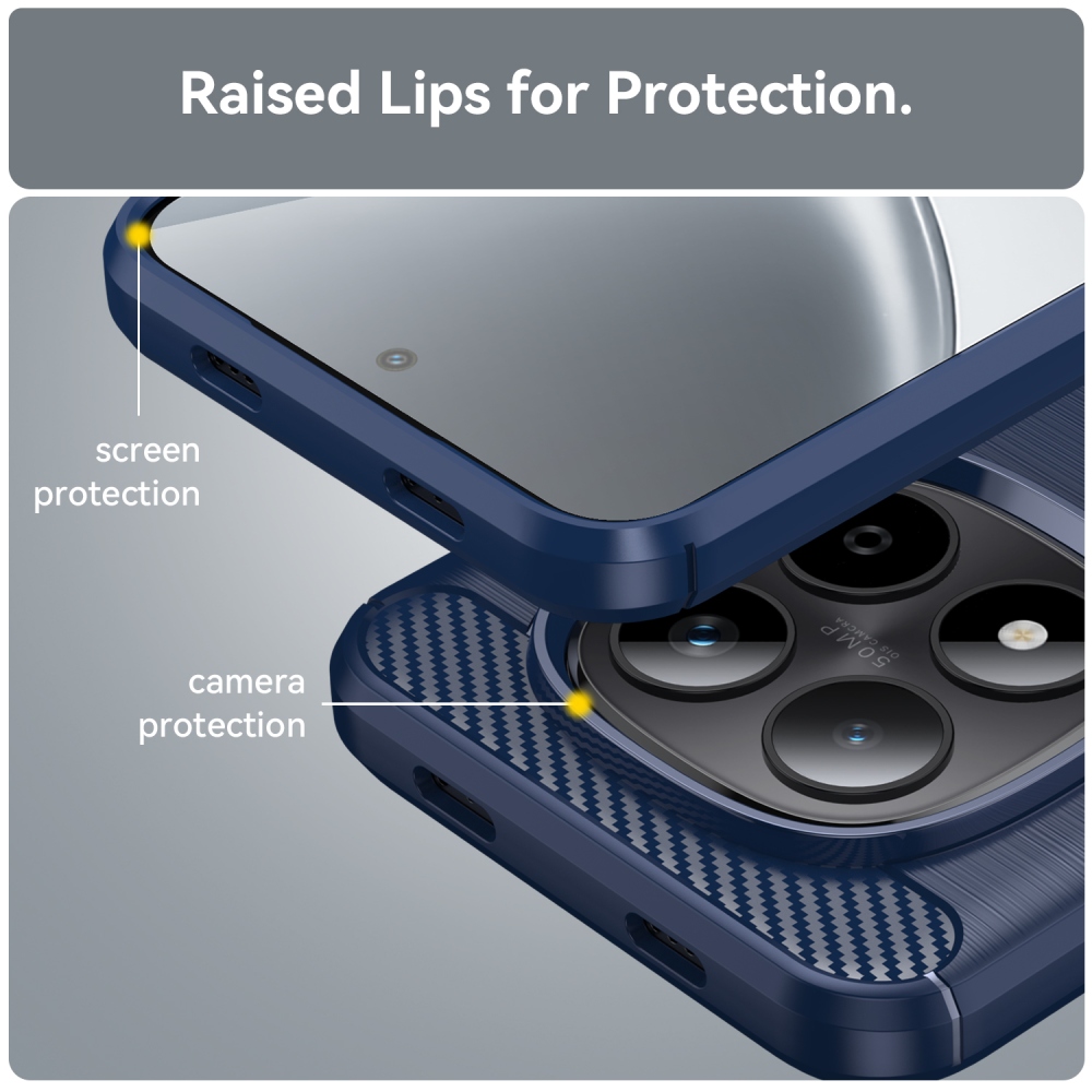 Carbon odolný gélový obal na Xiaomi Redmi Note 15 Pro 5G - modrý