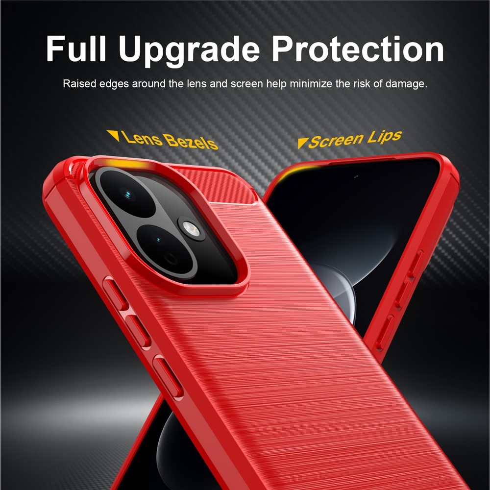 Carbon odolný gélový obal na Xiaomi Redmi Note 17 Pro 5G - červený
