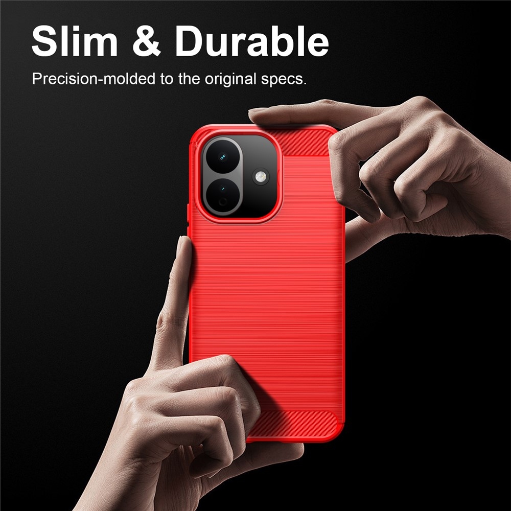 Carbon odolný gélový obal na Xiaomi Redmi Note 17 Pro 5G - červený