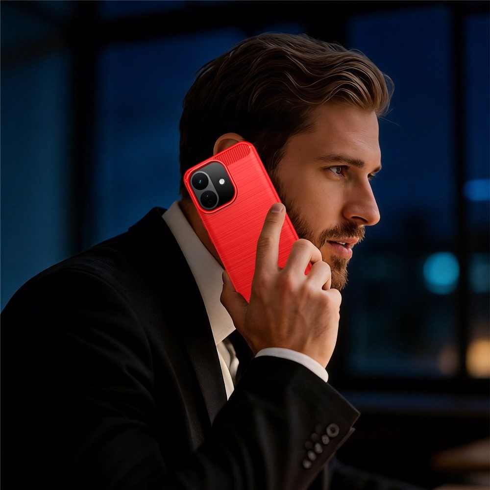 Carbon odolný gélový obal na Xiaomi Redmi Note 17 Pro 5G - červený