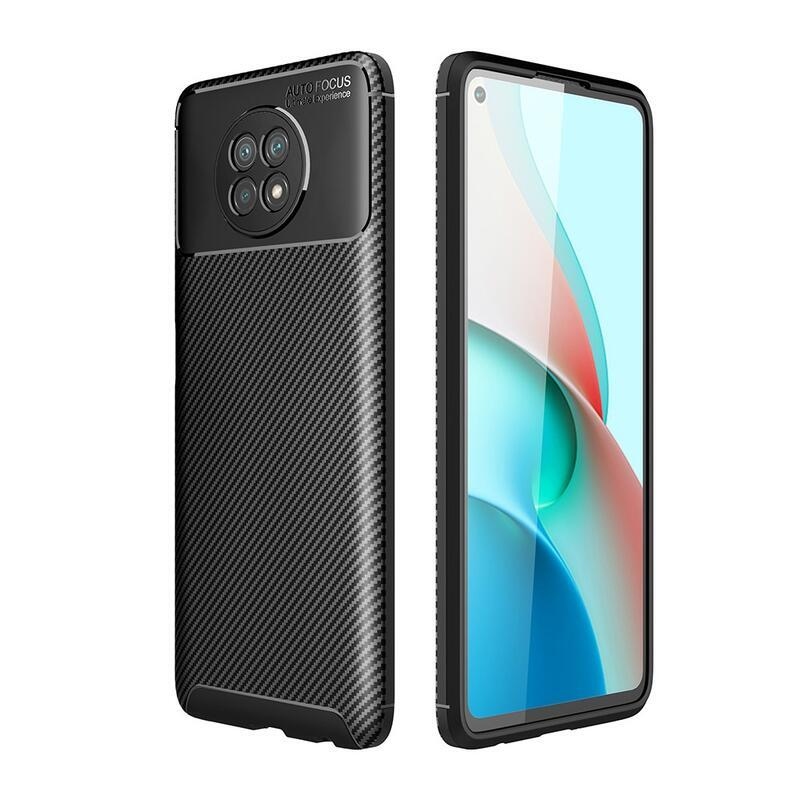 Carbon odolný gélový textúrovaný obal na mobil Xiaomi Redmi Note 9T 5G - čierny