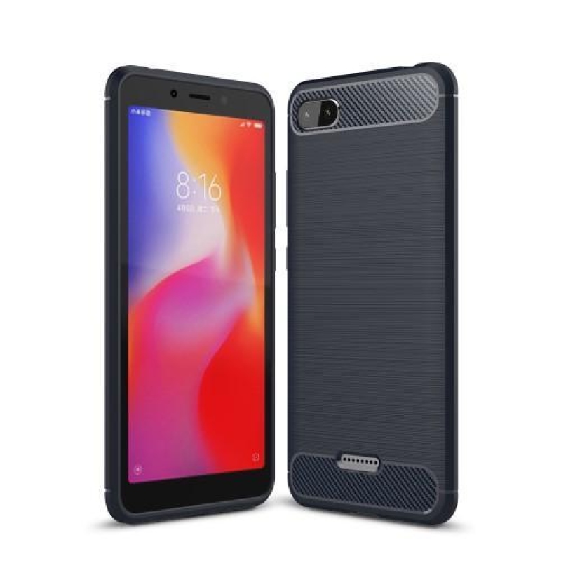 Carbon odolný silikónový kryt na mobil Xiaomi Redmi 6A - tmavomodrý