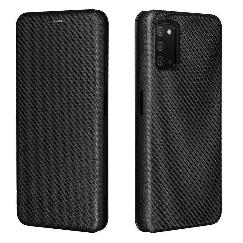 Carbon peněženkové puzdro na mobil Samsung Galaxy A03s (166.6 x 75.9 x 9.1mm) - čierne