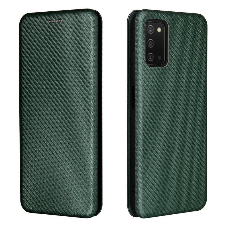 Carbon peněženkové puzdro na mobil Samsung Galaxy A03s (166.6 x 75.9 x 9.1mm) - zelené