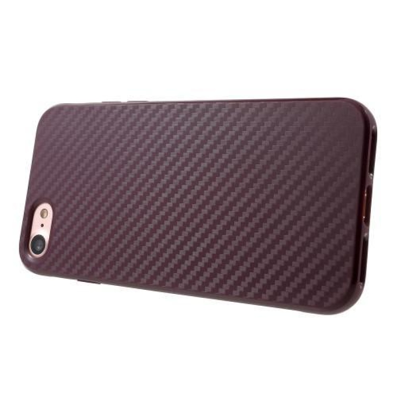 Carbon textúrovaný gélový obal na iPhone 7 a iPhone 8 - vínový
