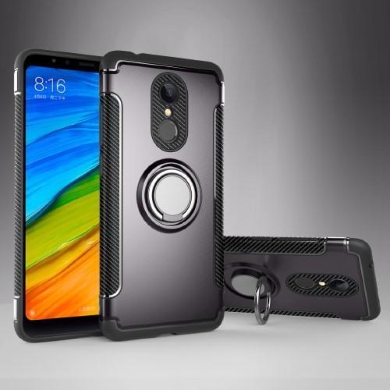 Carbon textúrovaný hybridný obal na Xiaomi Redmi 5 - sivý