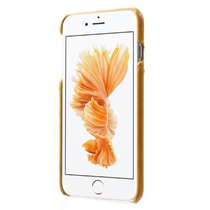 Card plastový obal s chrbtom z PU kože a priehradkou na iPhone 6s Plus a 6 Plus - žltý