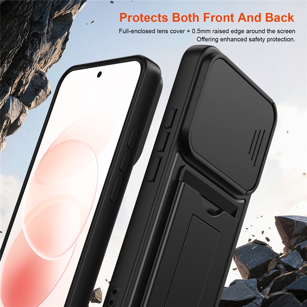 Cards odolný kryt s priehradkou na karty na mobil Xiaomi Redmi Note 17 Pro 5G - čierny