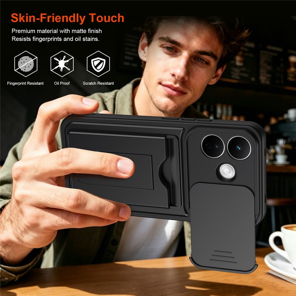 Cards odolný kryt s priehradkou na karty na mobil Xiaomi Redmi Note 17 Pro 5G - čierny