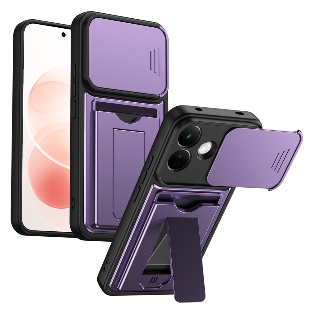 Cards odolný kryt s priehradkou na karty na mobil Xiaomi Redmi Note 17 Pro 5G - fialový