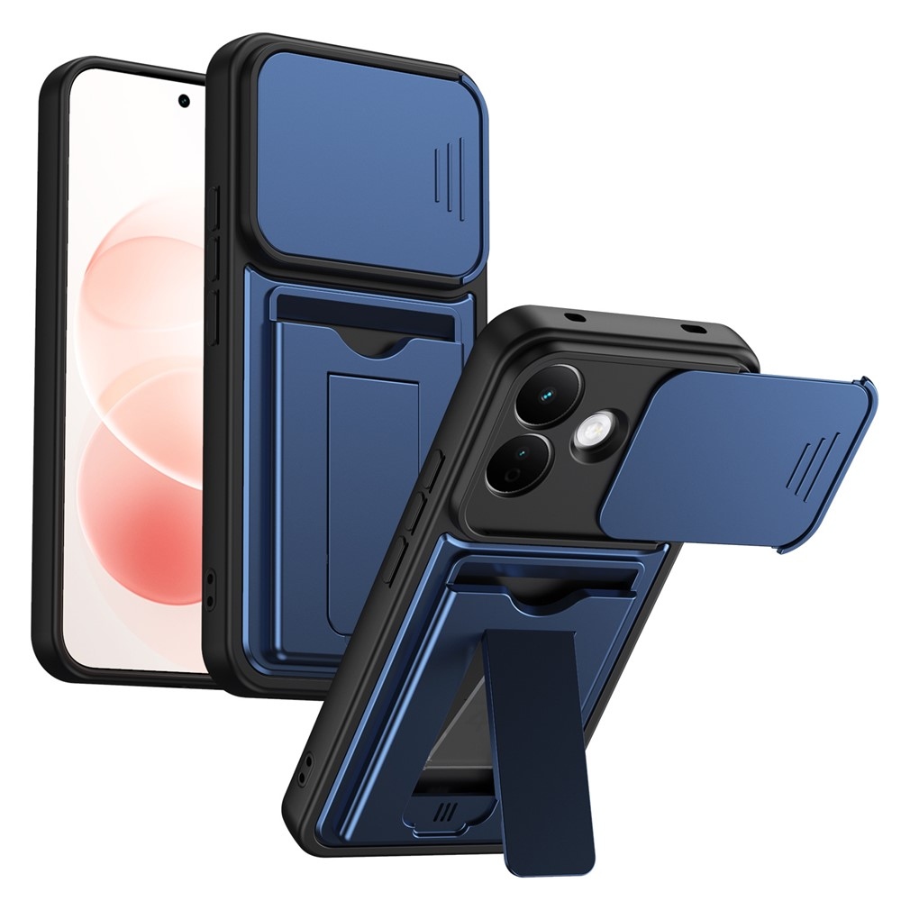Cards odolný kryt s priehradkou na karty na mobil Xiaomi Redmi Note 17 Pro 5G - modrý