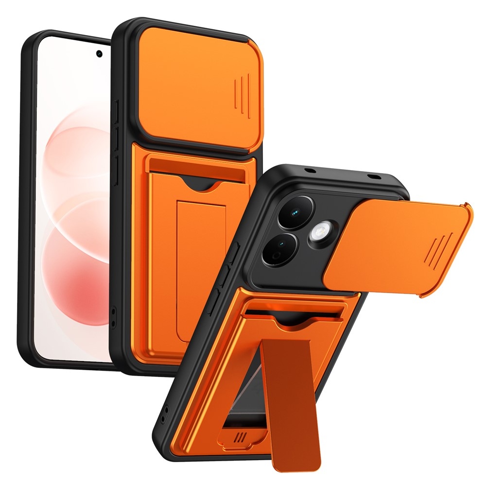 Cards odolný kryt s priehradkou na karty na mobil Xiaomi Redmi Note 17 Pro 5G - oranžový