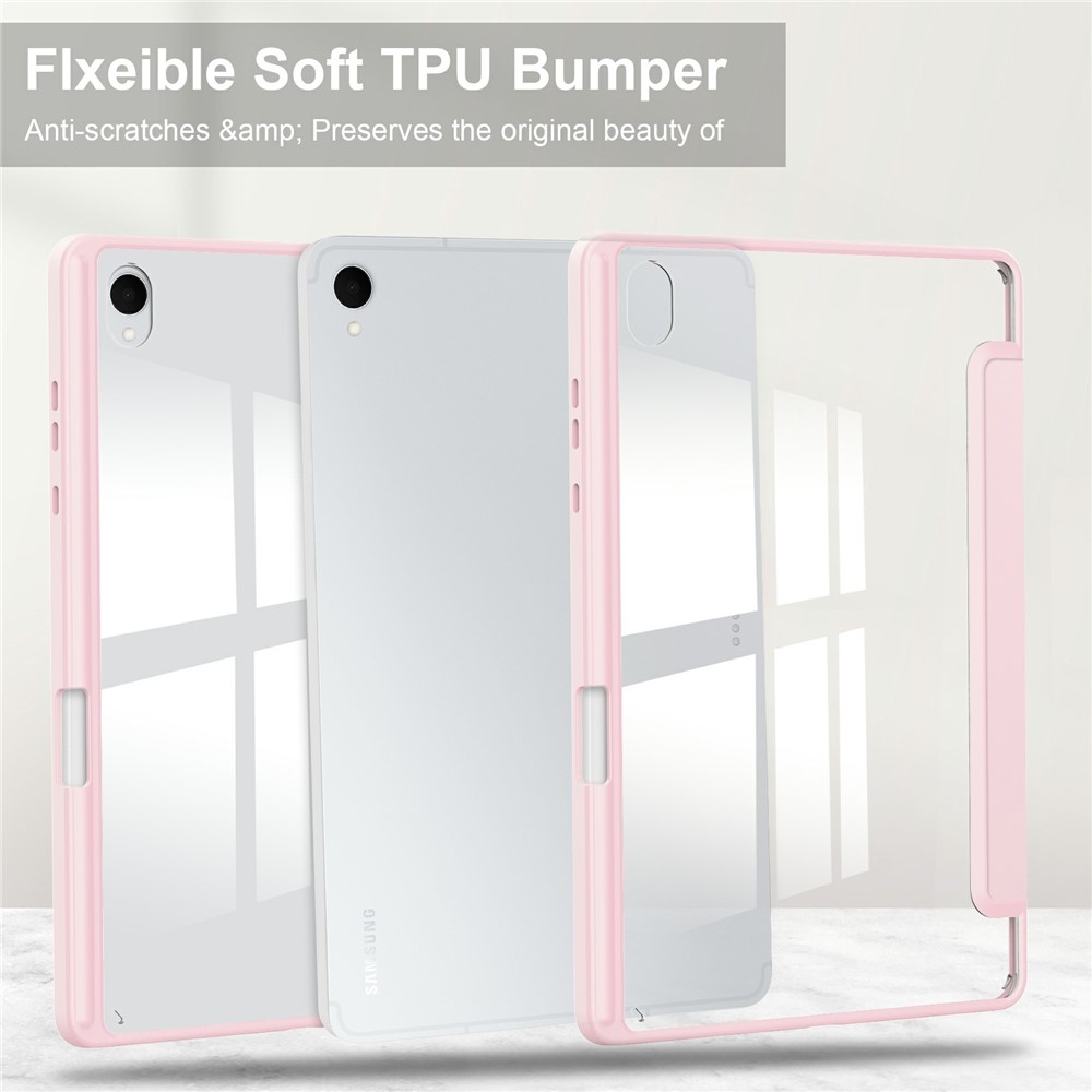 Case chytré zatváracie puzdro v pevným chrbtom na Samsung Galaxy Tab S11 - ružové