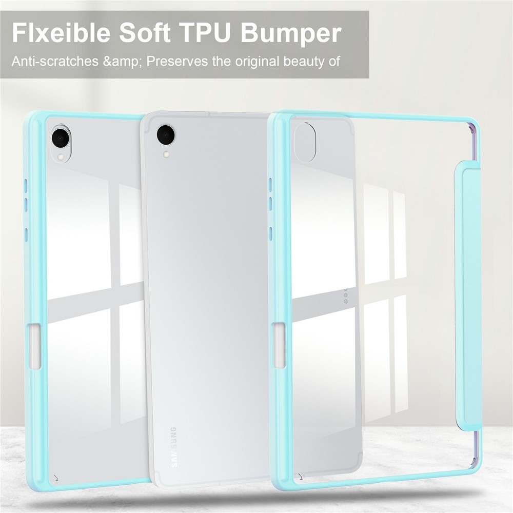 Case chytré zatváracie puzdro v pevným chrbtom na Samsung Galaxy Tab S11 - svetlomodré