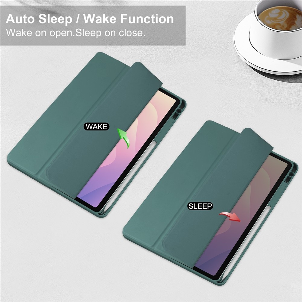 Case chytré zatváracie puzdro v pevným chrbtom na Samsung Galaxy Tab S11 - zelené