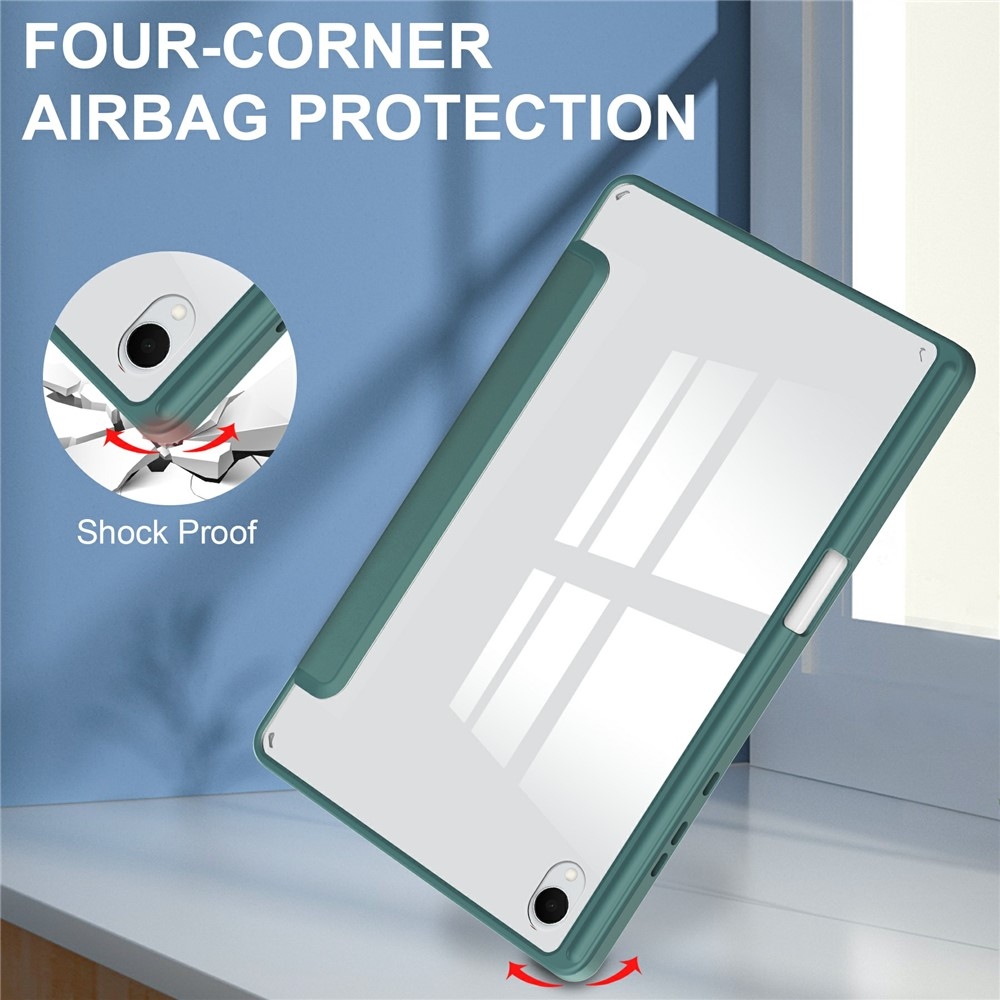 Case chytré zatváracie puzdro v pevným chrbtom na Samsung Galaxy Tab S11 - zelené