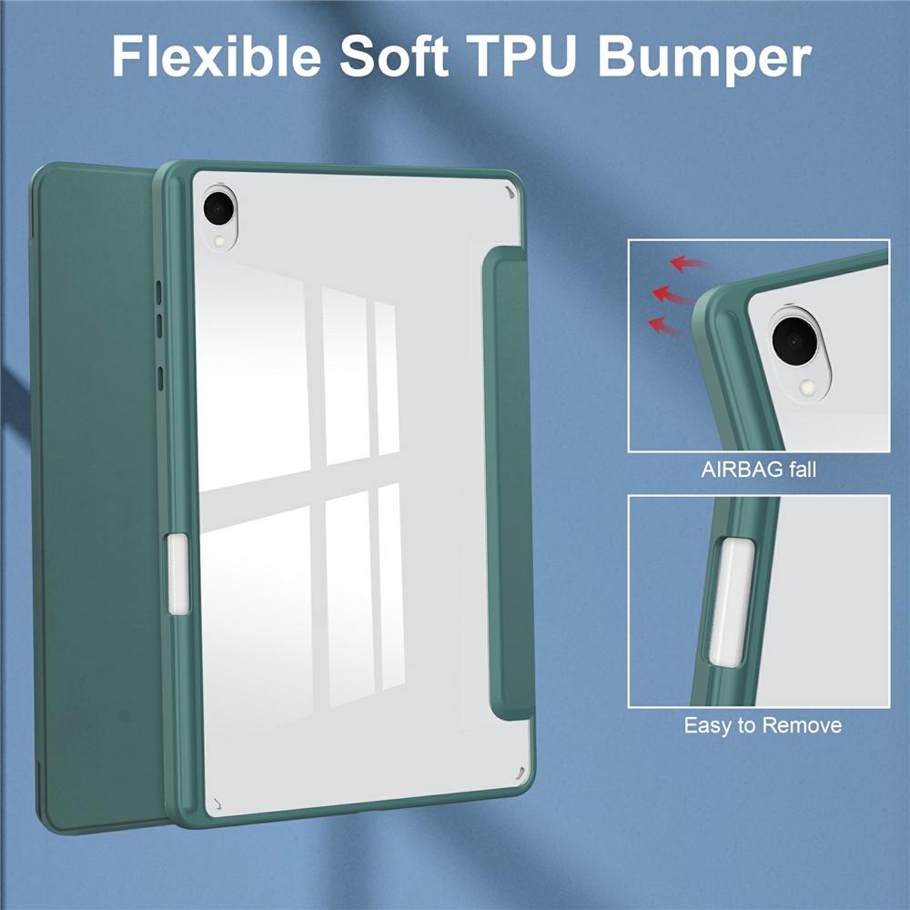 Case chytré zatváracie puzdro v pevným chrbtom na Samsung Galaxy Tab S11 - zelené