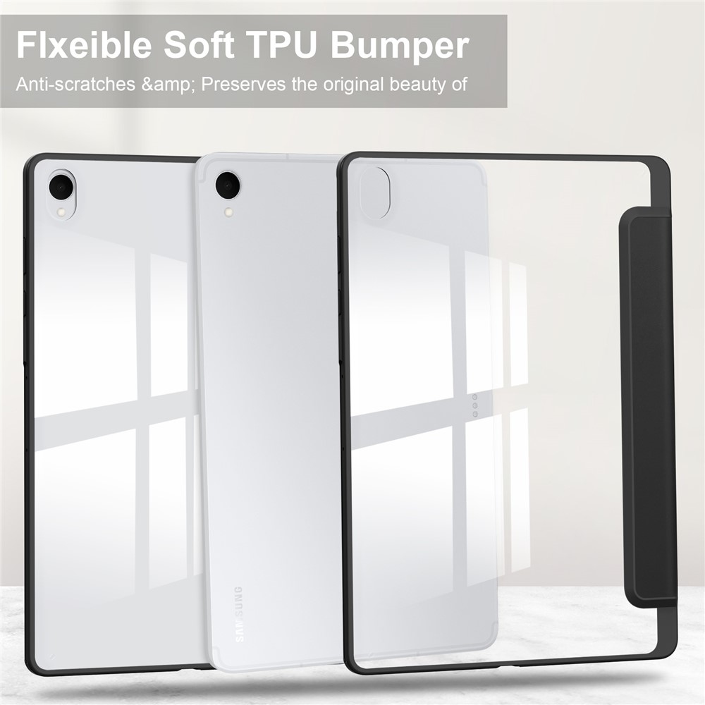 Case chytré zatváracie puzdro v pevným chrbtom na Samsung Galaxy Tab S12+ - čierne