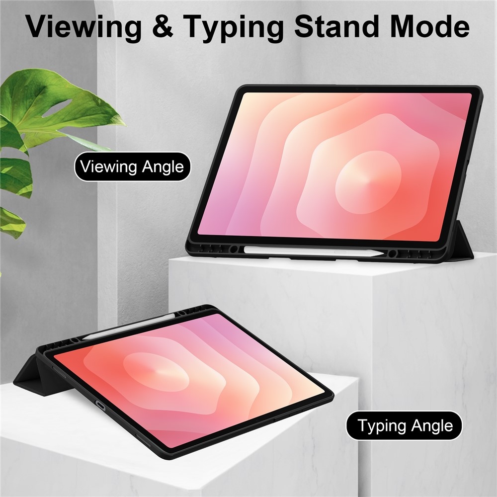 Case chytré zatváracie puzdro v pevným chrbtom na Samsung Galaxy Tab S12+ - čierne