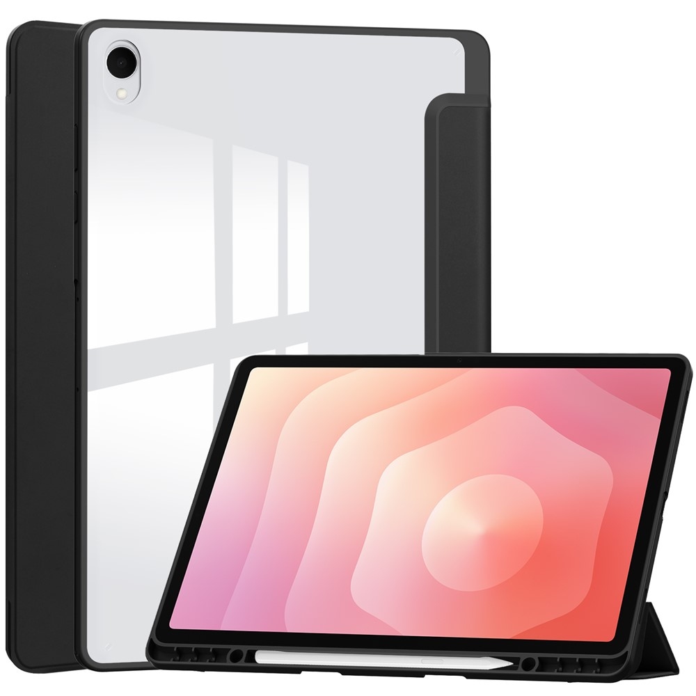 Case chytré zatváracie puzdro v pevným chrbtom na Samsung Galaxy Tab S12+ - čierne