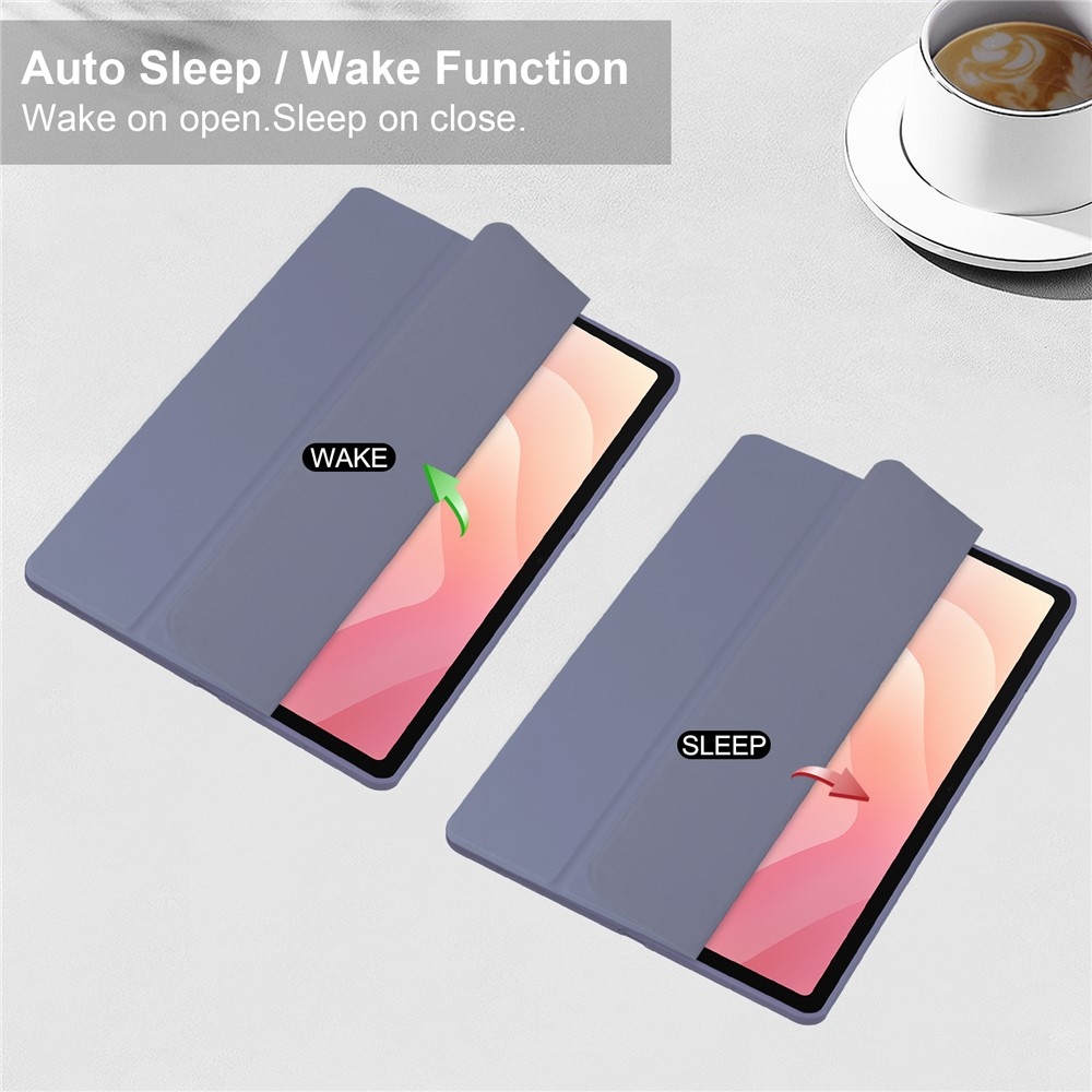 Case chytré zatváracie puzdro v pevným chrbtom na Samsung Galaxy Tab S12+ - fialové
