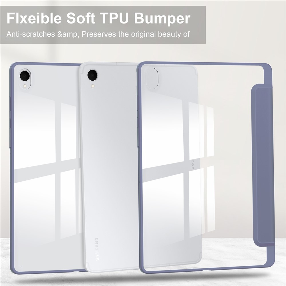 Case chytré zatváracie puzdro v pevným chrbtom na Samsung Galaxy Tab S12+ - fialové