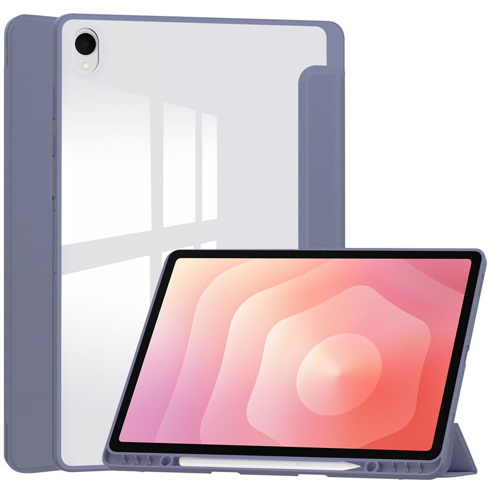 Case chytré zatváracie puzdro v pevným chrbtom na Samsung Galaxy Tab S12+ - fialové