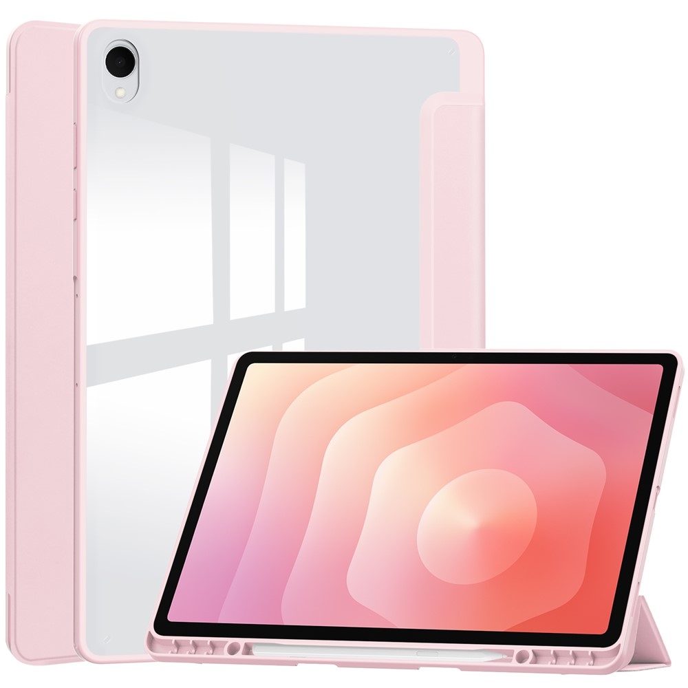 Case chytré zatváracie puzdro v pevným chrbtom na Samsung Galaxy Tab S12+ - ružové