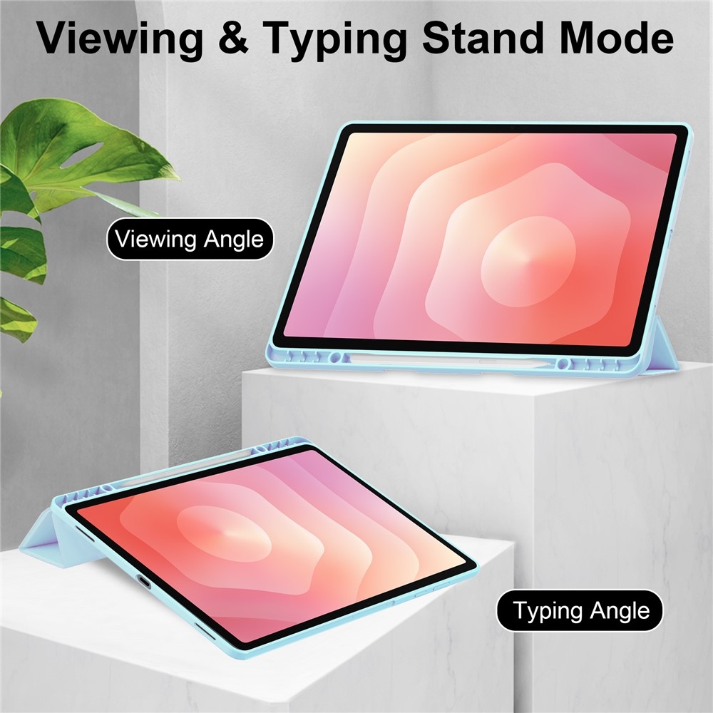 Case chytré zatváracie puzdro v pevným chrbtom na Samsung Galaxy Tab S12+ - svetlomodré