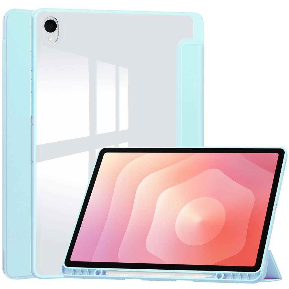 Case chytré zatváracie puzdro v pevným chrbtom na Samsung Galaxy Tab S12+ - svetlomodré