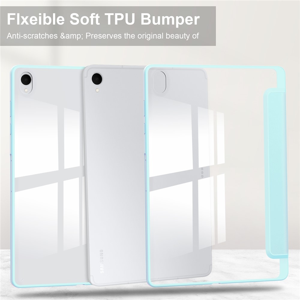 Case chytré zatváracie puzdro v pevným chrbtom na Samsung Galaxy Tab S12+ - svetlomodré