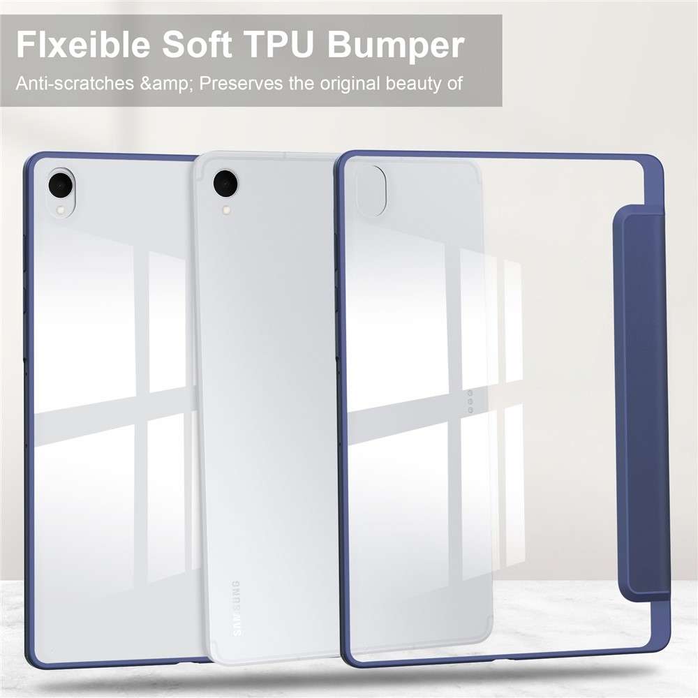 Case chytré zatváracie puzdro v pevným chrbtom na Samsung Galaxy Tab S12+ - tmavomodré
