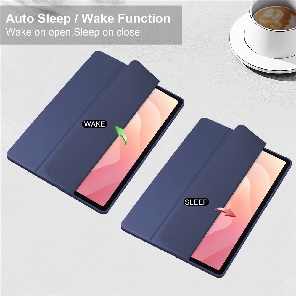 Case chytré zatváracie puzdro v pevným chrbtom na Samsung Galaxy Tab S12+ - tmavomodré