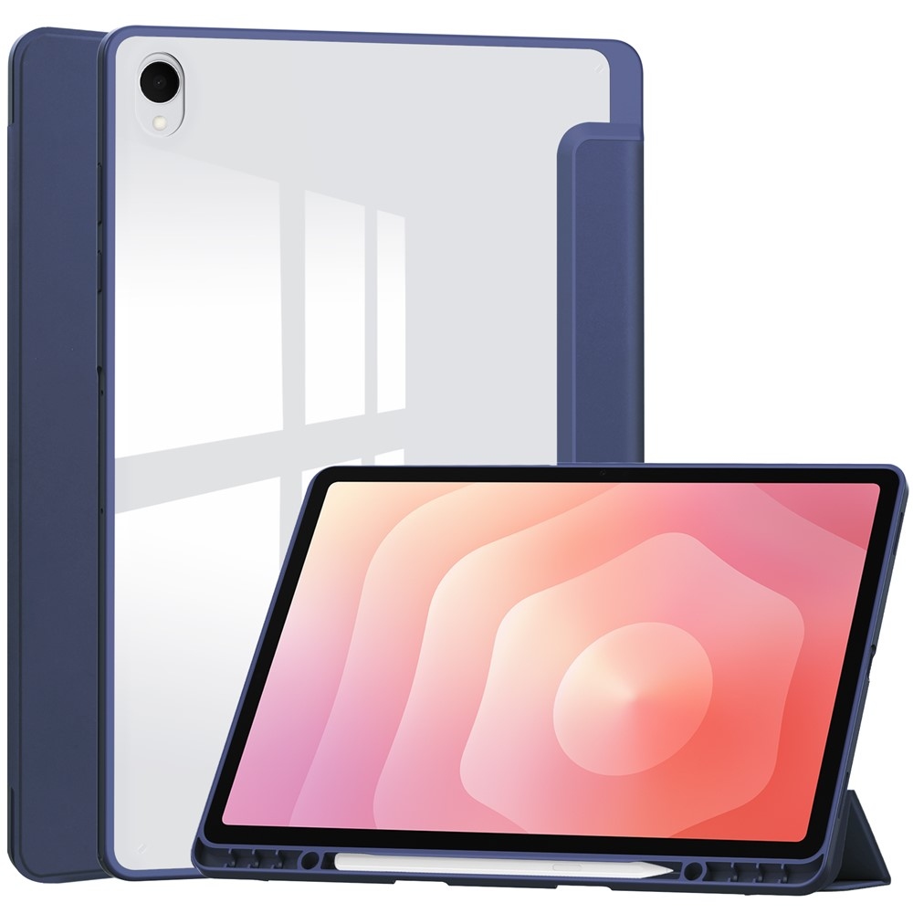Case chytré zatváracie puzdro v pevným chrbtom na Samsung Galaxy Tab S12+ - tmavomodré