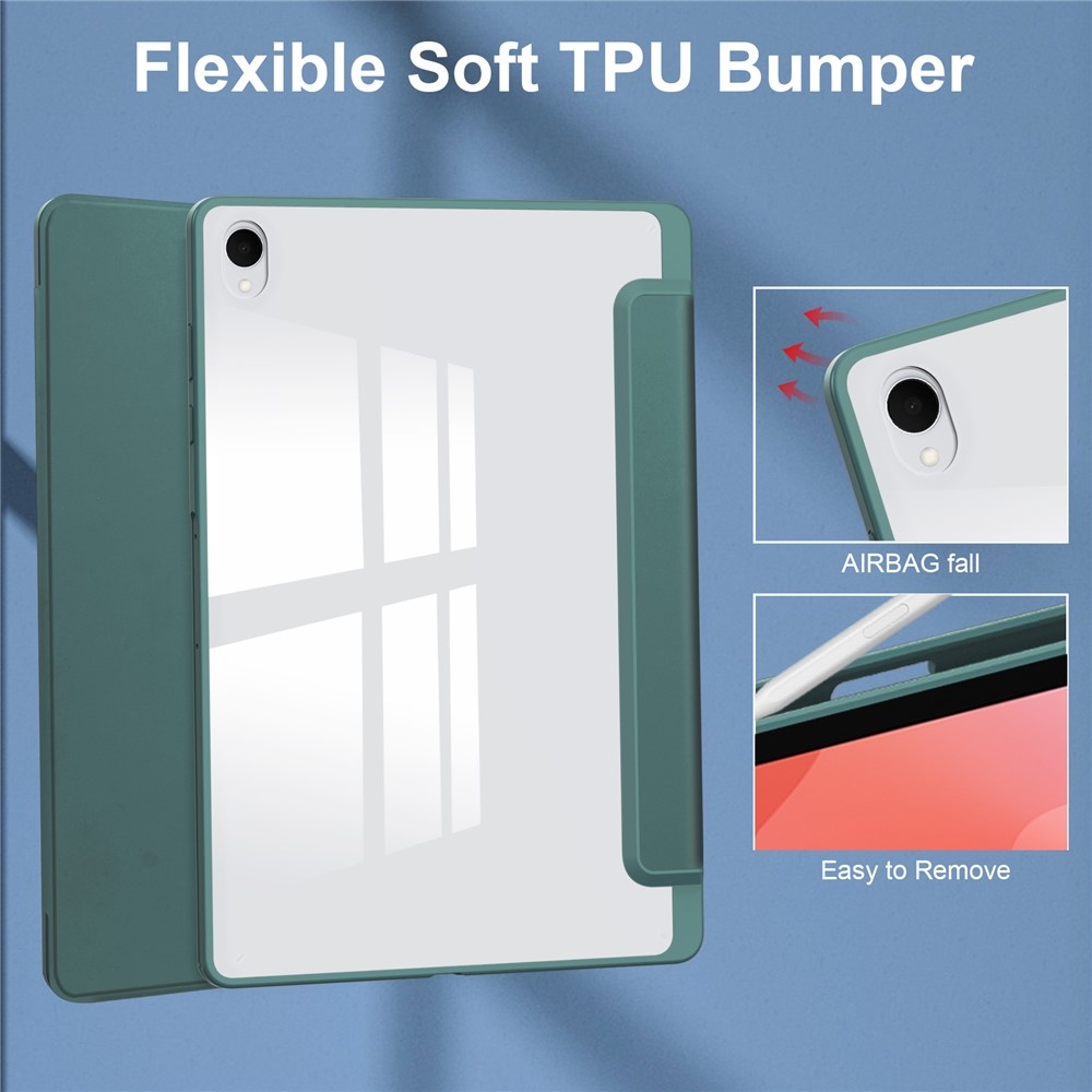 Case chytré zatváracie puzdro v pevným chrbtom na Samsung Galaxy Tab S12+ - zelené