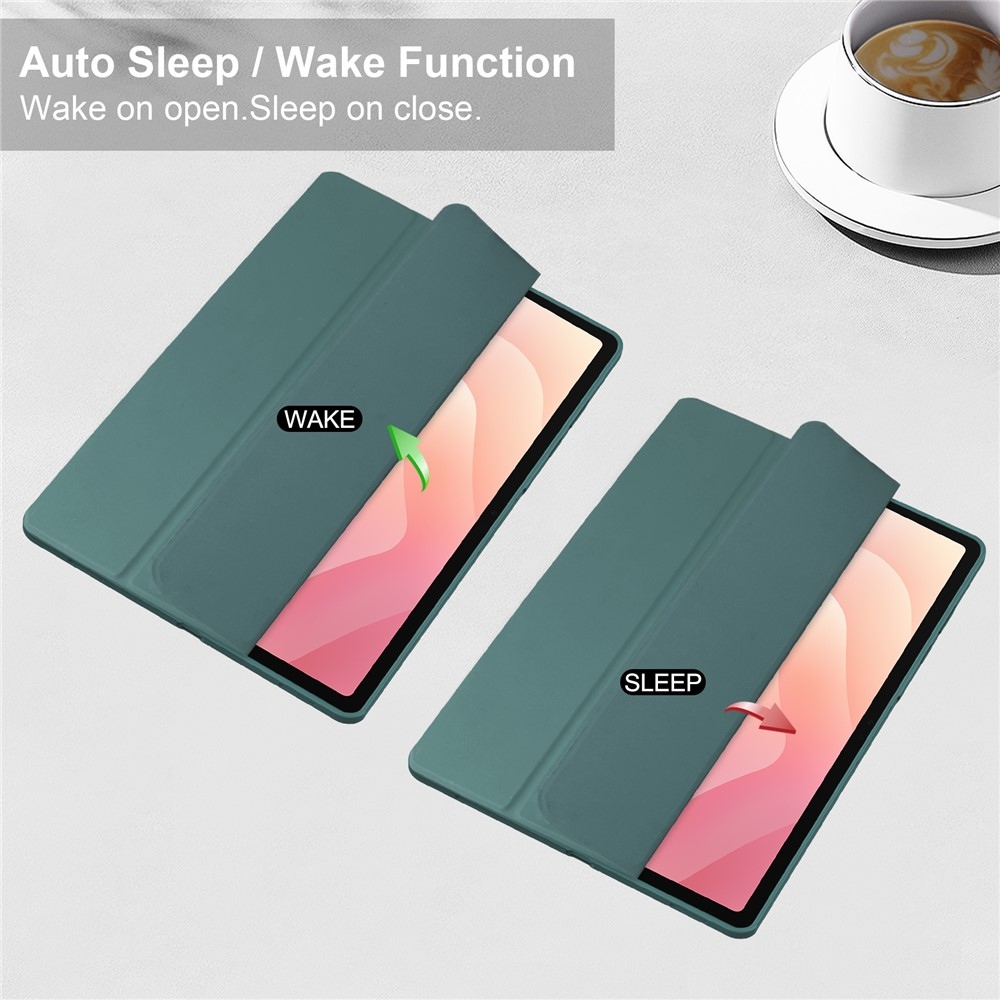Case chytré zatváracie puzdro v pevným chrbtom na Samsung Galaxy Tab S12+ - zelené
