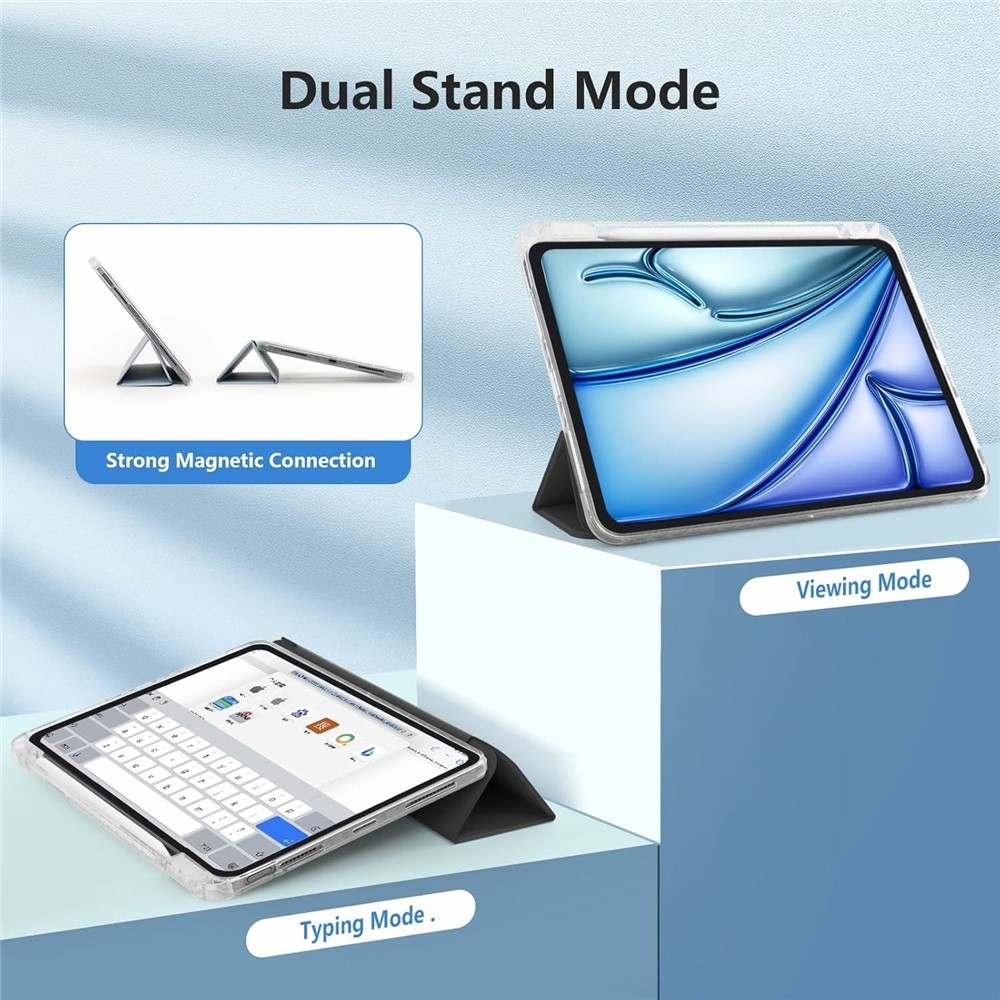 Case chytré zatváracie puzdro v pevným chrbtom na tablet iPad Air 11 (2024)/(2025)/(2026) - čierne