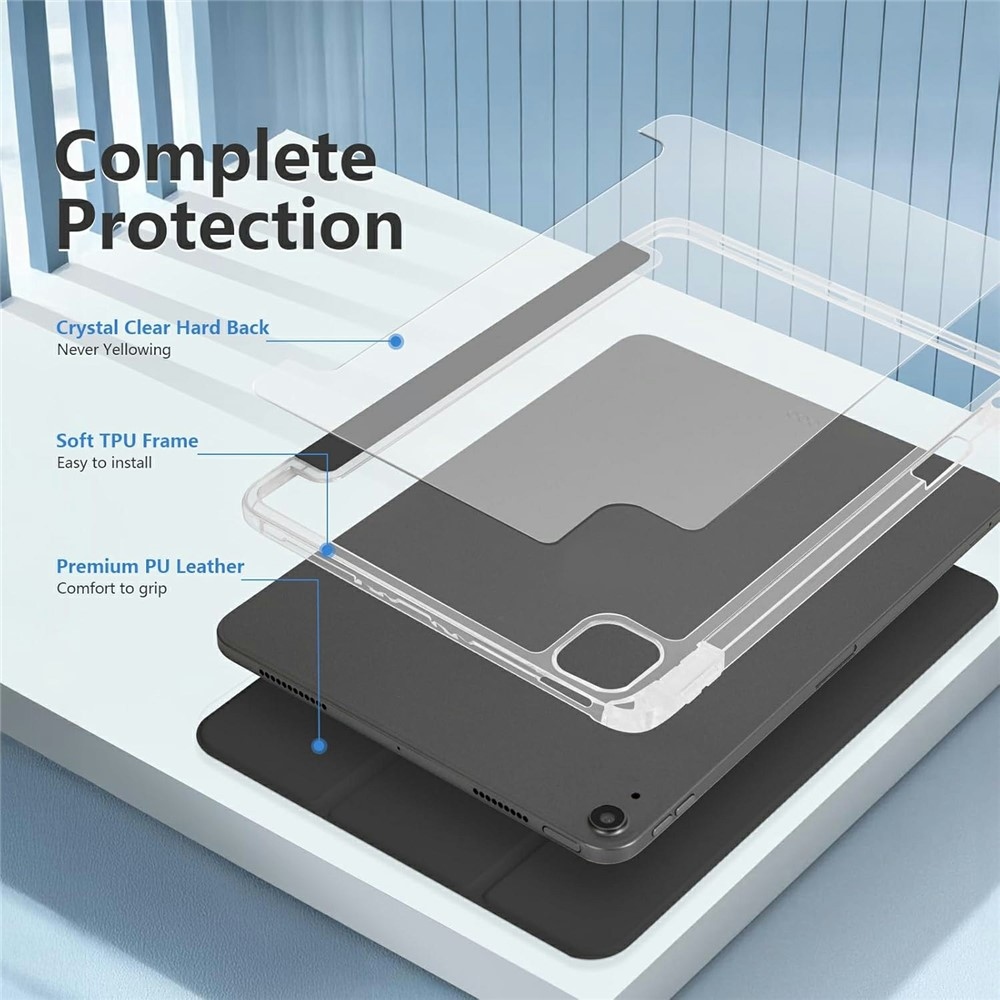 Case chytré zatváracie puzdro v pevným chrbtom na tablet iPad Air 11 (2024)/(2025)/(2026) - čierne